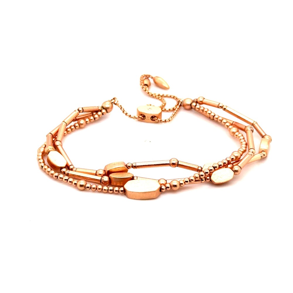 Kendra Scott Rose Gold Multi Strand Beaded Bar Adjustable Slider Bracelet